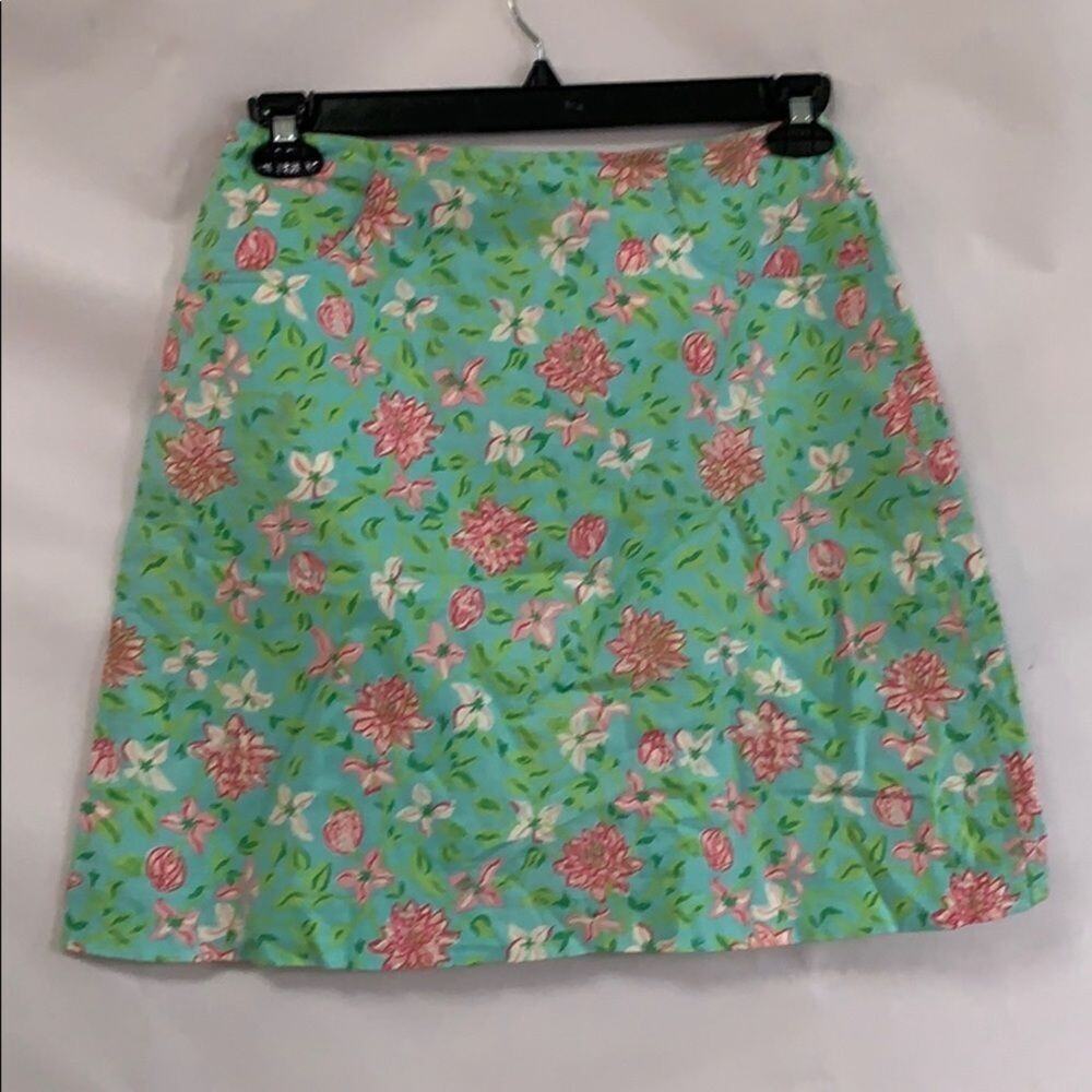 LILLY PULITZER LINEN FLORAL SKIRT SIZE 8